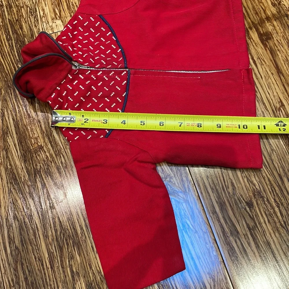 Vintage child’s red matching Christmas overalls and jacket set